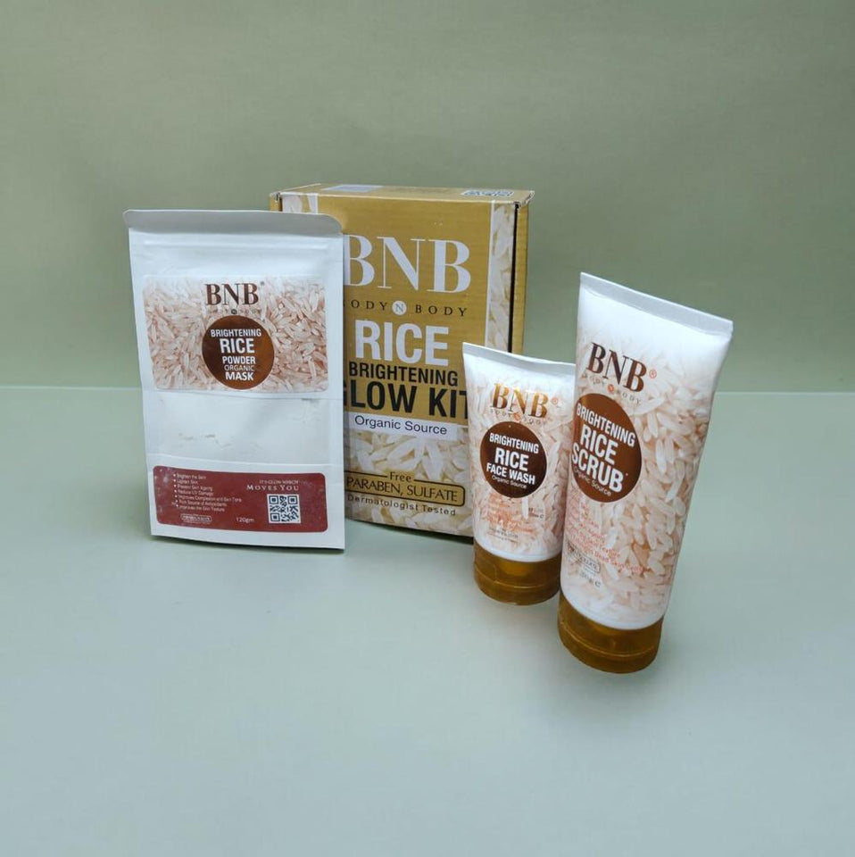 Rice Extract Facial Kit For Bright & Glowing Skin With Free Whitening & Brightening Night Cream