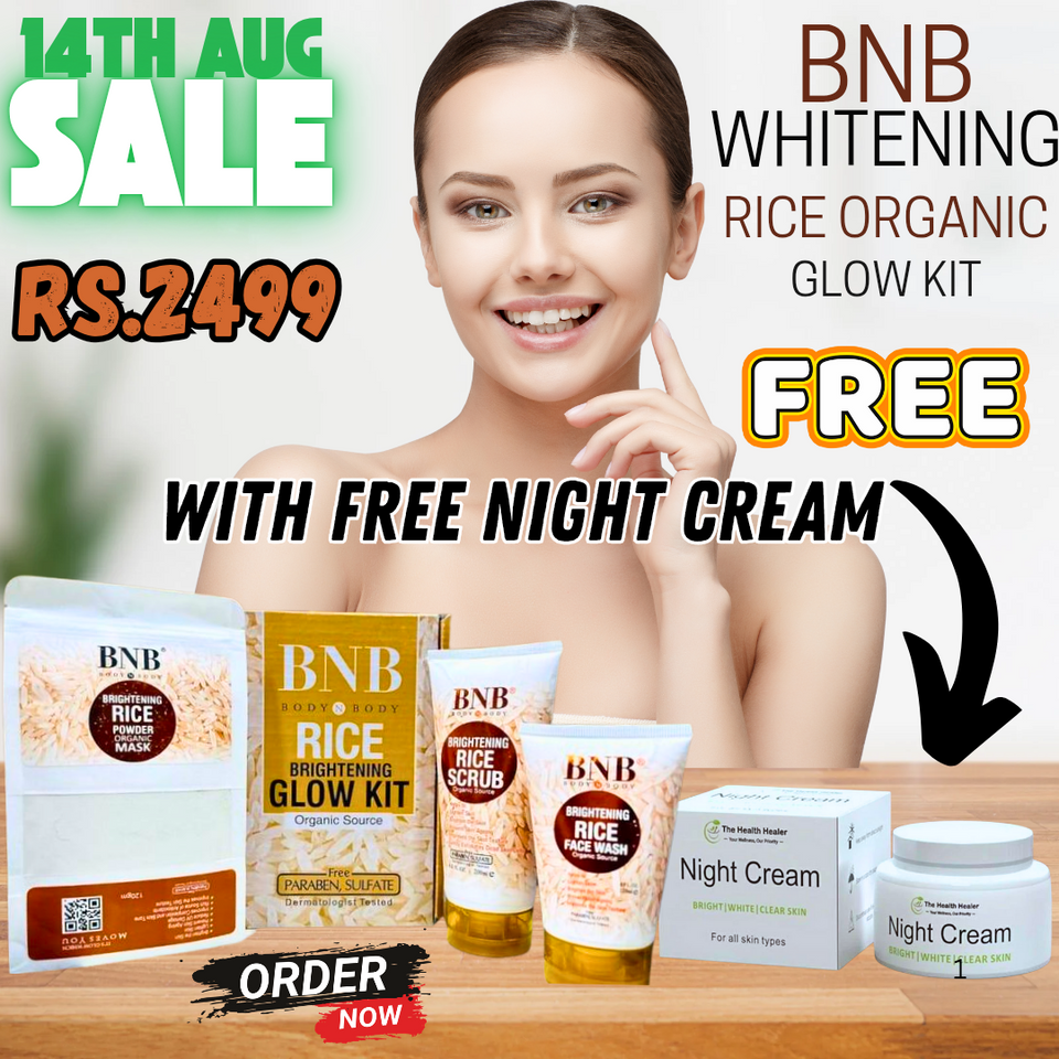 Rice Extract Facial Kit For Bright & Glowing Skin With Free Whitening & Brightening Night Cream
